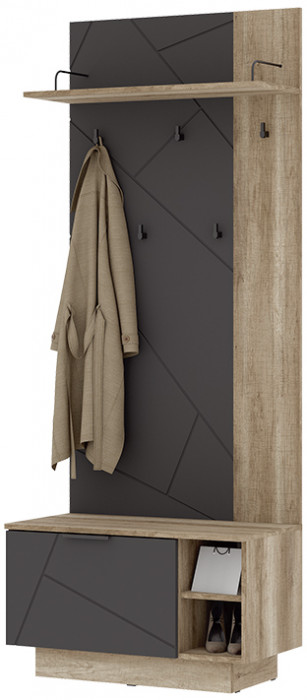 Даллас ВШ-01 Вешалка (0,800х2,008х0,402) дуб каньон/МДФ софт графит