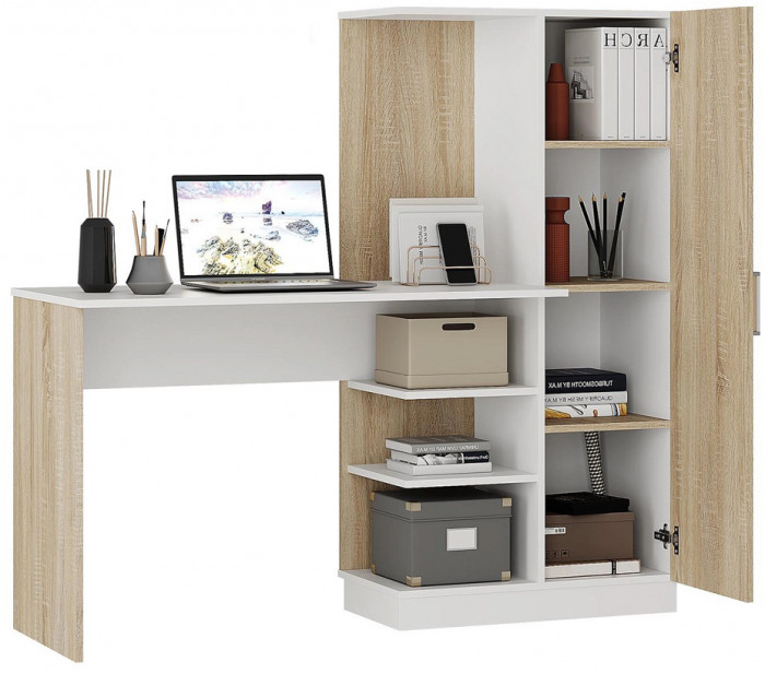 Стол компьютерный Бейсик, Дуб сонома, Белый