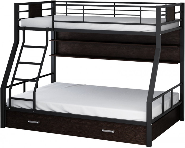 Двухъярусная кровать Гранада-1ПЯ, черная (Белый, Слоновая кость)