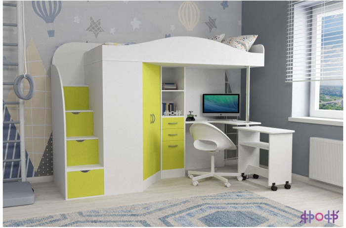 Кровать-чердак Юниор 4 (Венге/Ясень Анкор темный)