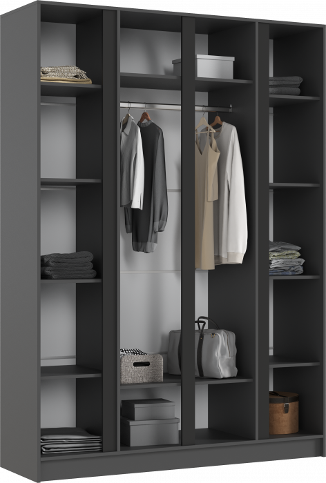 Келвин Шкаф 4-х створчатый 1600, Графит/Изумрудный