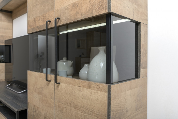 Трувор Гостиная 110, цвет дуб гранж песочный/интра, ШхГхВ 367,6х45,4х135,3 см., универсальная сборка