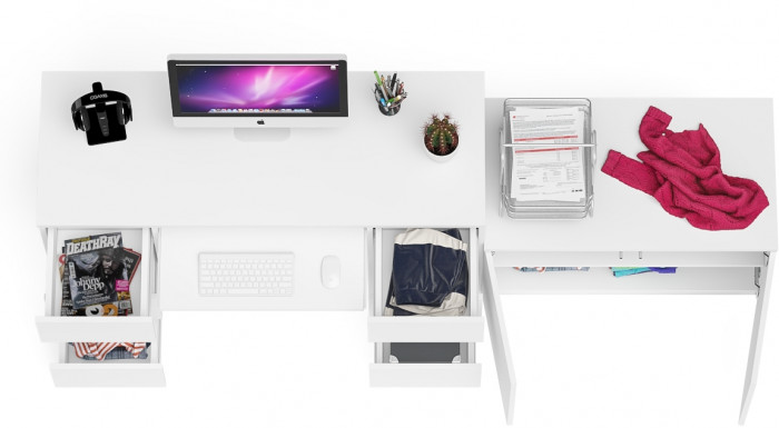 Мори компьютерный стол МС-2 + Тумба МА900.1, белый