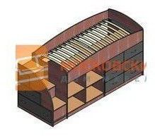 Кровать-чердак Дюймовочка-4.1, Дуб молочный / Венге