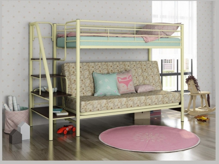 Двухъярусная кровать Мадлен-3 90/120х190 (Гобелен Пифагор, Коричневый)