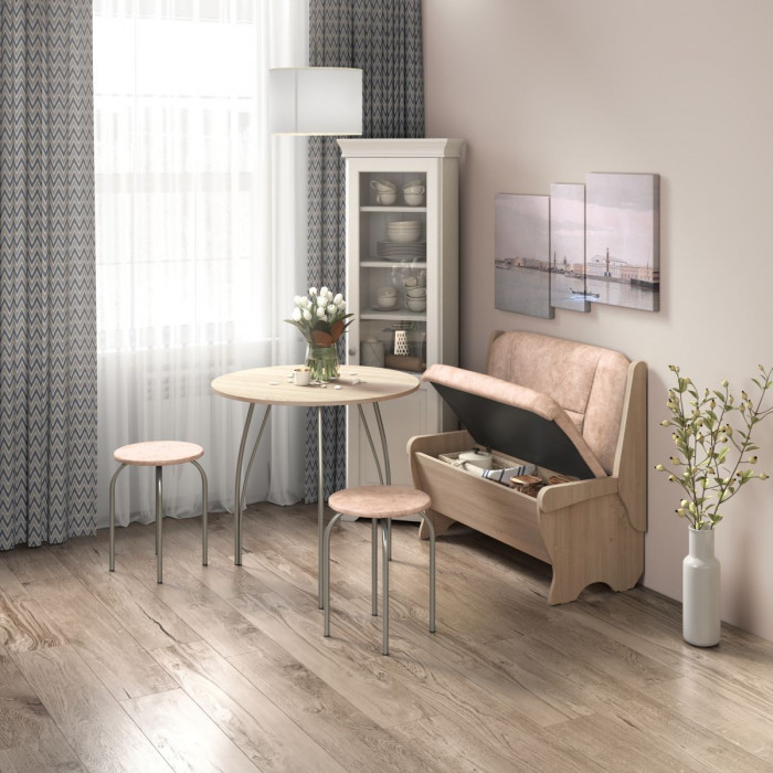 Кухонный набор Лотос скамья 950 - стол - табурет / дуб сонома/латте