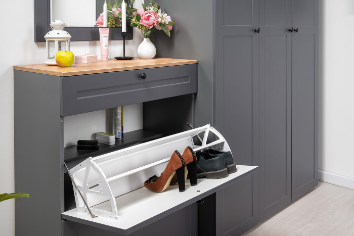 Остин Прихожая 16, серый графит/дуб крафт золотой