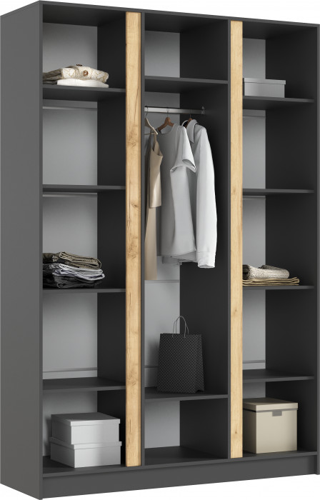 Келвин Шкаф 3-х створчатый 1500, Графит/Изумрудный