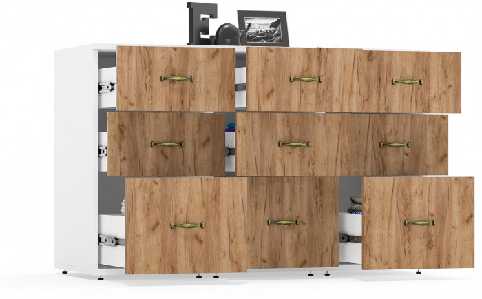 Лидер-8 Тумба МД 3.16 3 шт., цвет белый шагрень/крафт золото, ШхГхВ 120х50х75 см., универсальная сборка