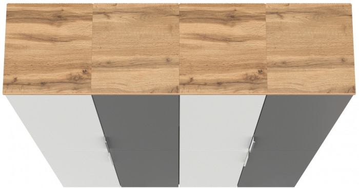 Октава Набор шкафов 47, цвет белый шагрень/серый графит/дуб крафт золотой/фасады МДФ белый шагрень/серый графит, ШхГхВ 128,8х35,3х197,6 см., ун. сб.