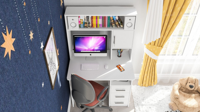 компьютерный стол С-МД-СК9, белый шагрень