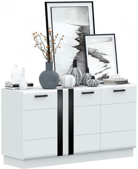 Модульная спальня Магнолия (Белый глянец / Черный глянец)