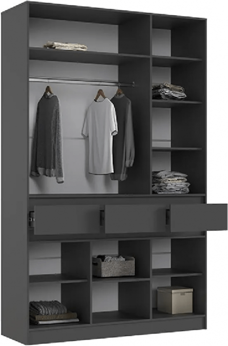 Прихожая Роджина Шкаф 3-х ств (Графит/Дуб Крафт Белый) (Дуб крафт белый/Графит)