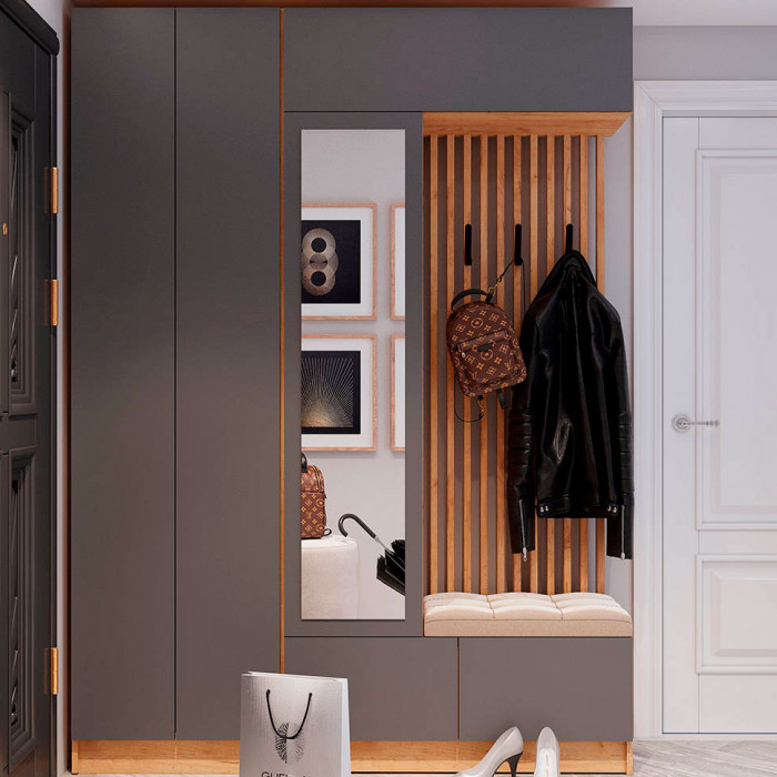 Прихожая Руэлла Шкаф универсальный дуб крафт золотой/графит серый