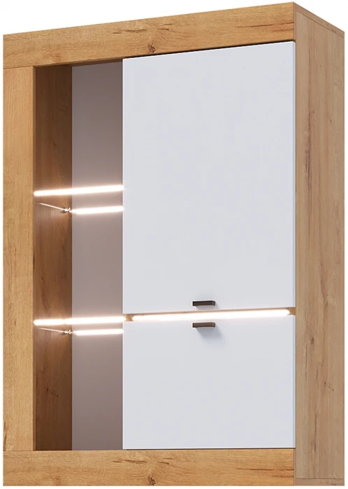 Прага Витрина универсальная ЛДСП Дуб вотан/Белый глянец