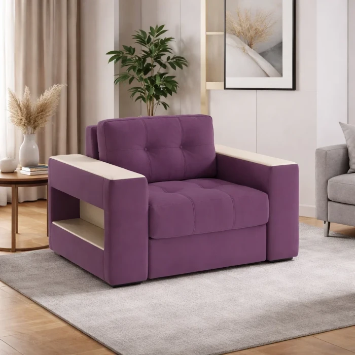 Кресло-кровать "Доро", Винный/МДФ клен кремовый