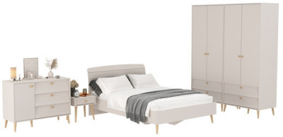 Афина Спальня 37-1400, цвет кашемир серый, сп.м. 1400х2000 мм., б/м, основание есть - фанера