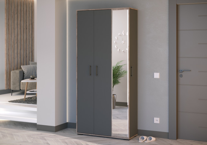 Прихожая 2-3421дкт/граф Домино-мини, дуб крафт табачный/графит