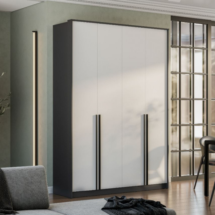 Шкаф 4-х створчатый "Шарм" ШК-15 Графит/ Белый