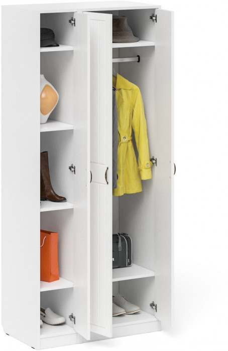 Прихожая П-6-500 Шкаф + Пенал, цвет белая шагрень/фасады МДФ белое дерево фрезеровка прованс, ШхГхВ 90х50х210 см., универсальная сборка