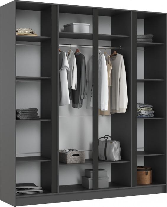 Келвин Шкаф 4-х створчатый 2000, Графит/Изумрудный