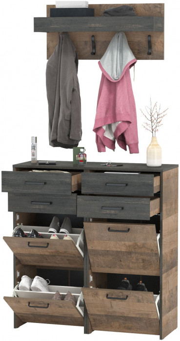 Трувор Прихожая 152, цвет дуб гранж песочный/интра, ШхГхВ 100х37х195 см.