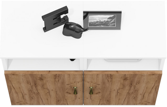 Лидер-8 Тумба МД 3.19 2 шт., цвет белый шагрень/крафт золото, ШхГхВ 80х30х75 см., универсальная сборка