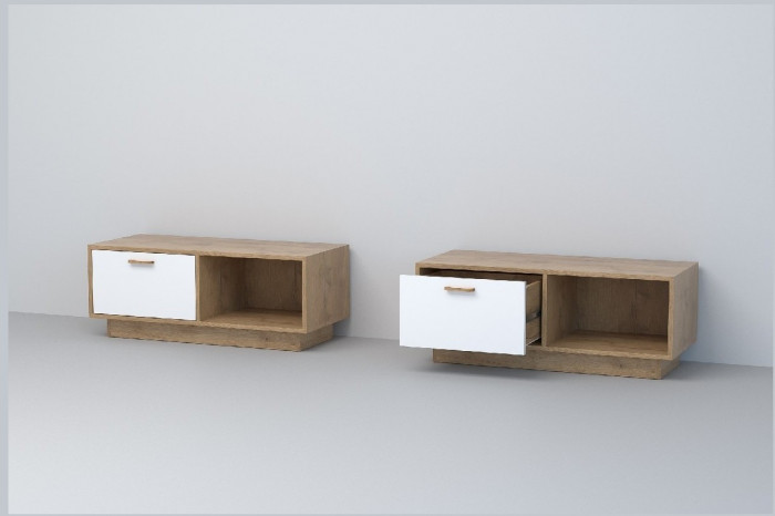 Эго Тумба Т-4 ПД (Глянец Белый/Бетон Светлый)