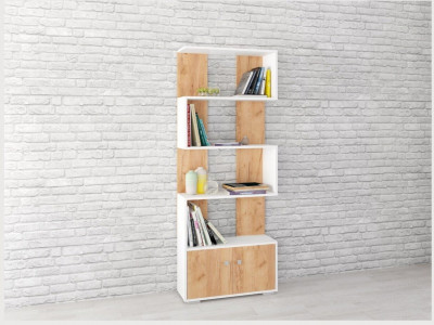 Стеллаж Ромео-2 белый/дуб крафт золотой