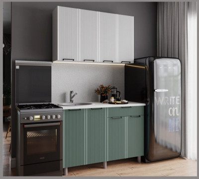 Кухонный гарнитур Кампео 1,2м Белый снег/Бриз