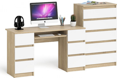 Мори Стол компьютерный МС-2 + Комод МК700.5, цвет дуб сонома/белый, ШхГхВ 205,8х50х114 см., универсальная сборка