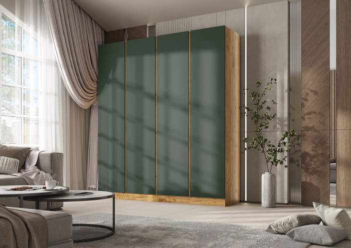 Келвин Шкаф 4-х створчатый 2000, Дуб крафт/Изумрдуный