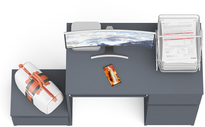 Мори Стол компьютерный МС-1 правый + Тумба ТМП400.1, цвет графит, ШхГхВ 130,4х50х76,6 см., выдвижной ящик справа, НЕ универсальная сборка