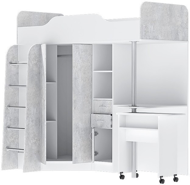 Кровать-чердак Бриз-1 80х190 (Ясень шимо темный / светлый)