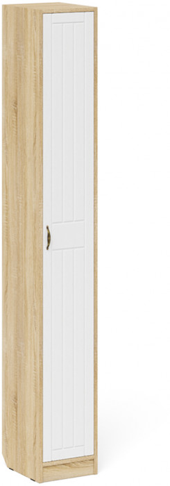 Прихожая П-6 Компоновка № 23, цвет дуб сонома/фасады МДФ белое дерево фрезеровка прованс, ШхГхВ 80х35х210 см., универсальная сборка