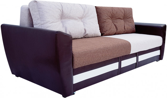 Диван-кровать Амстердам, 150х195, раскладной, еврокнижка, независимый пружинный блок, рогожка/экокожа, комби