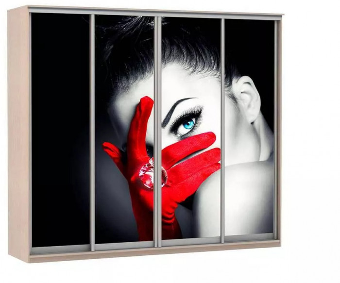 Шкаф купе Модерн 2362х600 4-х дверный 3-х секционный фотопечать №1 ясень