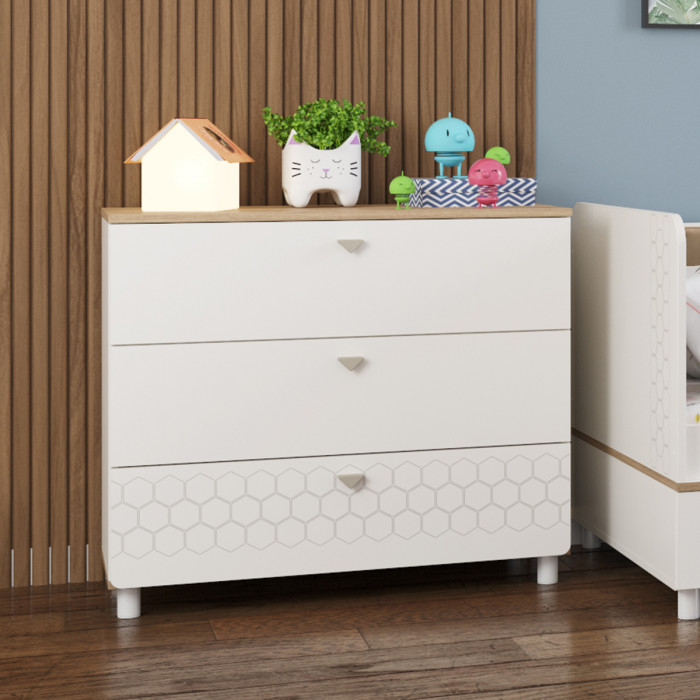 Эйп 13.322 Комод, цвет белый/дуб белый, ШхГхВ 85х41,5х75 см.