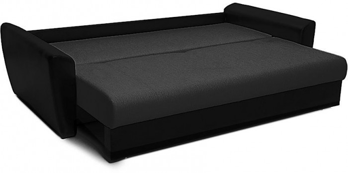 Диван-кровать Амстердам, 150х195, раскладной, еврокнижка, независимый пружинный блок, рогожка/экокожа, черный