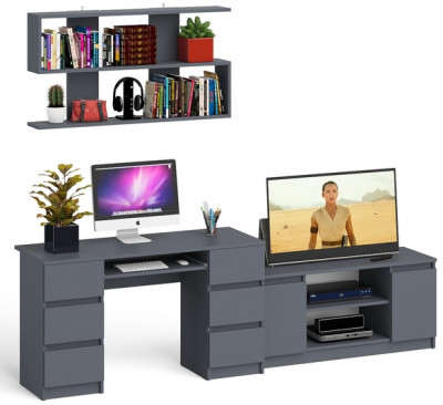Мори компьютерный стол МС-2 + Тумба МТВ1200.1 + Полка 1200, графит
