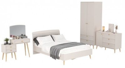 Афина Спальня 05-1400, цвет кашемир серый, сп.м. 1400х2000 мм., б/м, основание есть - фанера