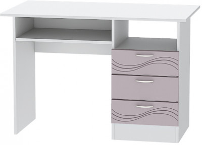 Стол письменный Бриз МДФ для детской, Белый/Ирис (Волна)