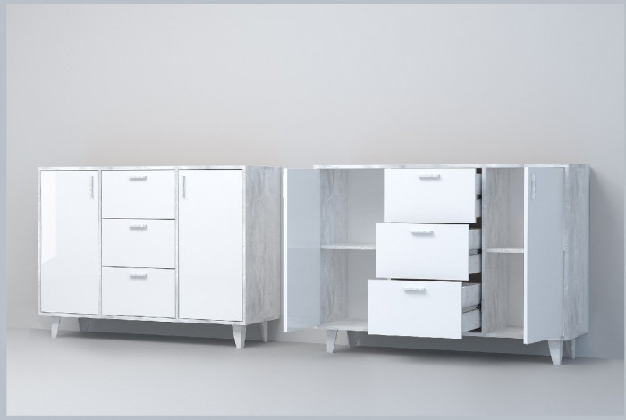 Эго Комод К-2 НГ (Камень Темный/Бетон Светлый)