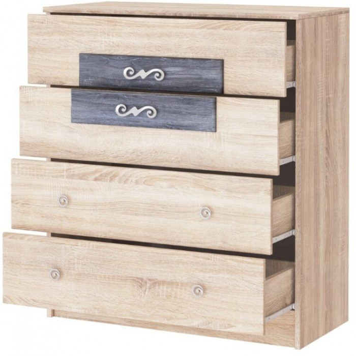 Мадлен Комод дуб сонома/МДФ дуб шале серебро