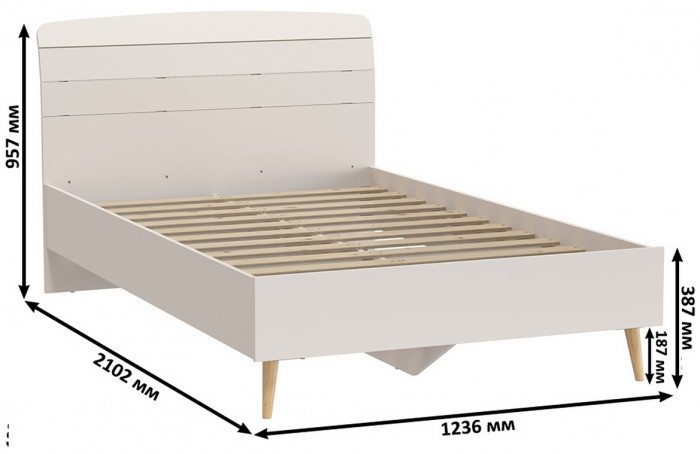 Афина Спальня 39-1200, цвет кашемир серый, сп.м. 1200х2000 мм., б/м, основание есть - фанера