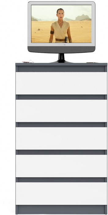 Мори Комод МК700.5, цвет графит/белый, ШхГхВ 70,4х41х114 см.