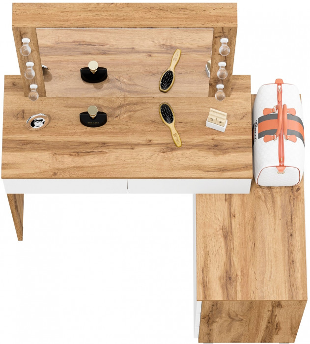 Стол косметический с подсветкой 110, дуб вотан/белый