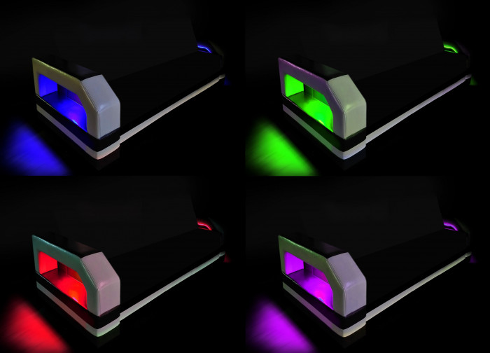 Диван-кровать раскладной, еврокнижка, угловой Манчестер , с подсветкой, рогожка/экокожа, ширина спального места 150 см, серый