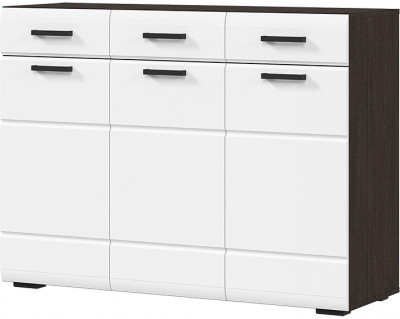 ЛИБЕРТИ КМ 01 Комод 1200 (1200х890х400) Фасад МДФ БЕЛЫЙ ГЛЯНЕЦ/Корпус ВЕНГЕ