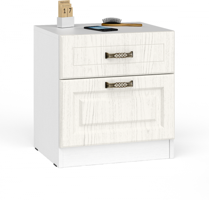 Ливерпуль Кровать 11.08 + основание + ножки + Тумба 08.146 + Полка 10.117, цвет ясень ваниль/белый, ШхГхВ 266х204х112 см, 1600х2000 мм, б/м, орт. есть